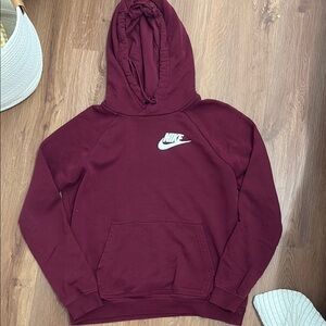 Nike Burgundy Hoodie with White Logo
